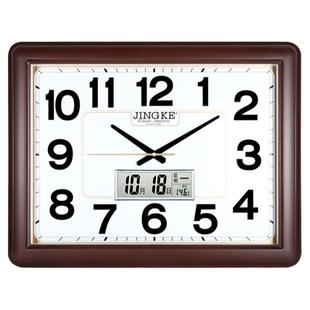 客厅大尺寸简约挂钟家用日历钟表静音时尚大气时钟挂墙大号石英钟