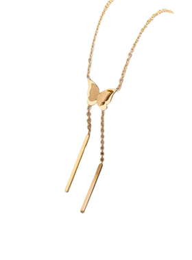 轻奢金色蝴蝶流苏钛钢锁骨链