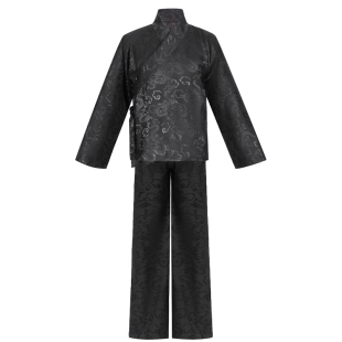 昭华赋汉服中衣中裤直袖内搭里衣可搭配道袍圆领袍男女暗纹黑白色