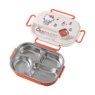 三丽鸥儿童饭盒小学生上学专用餐盒分格餐盘凯蒂猫可爱卡通便当盒