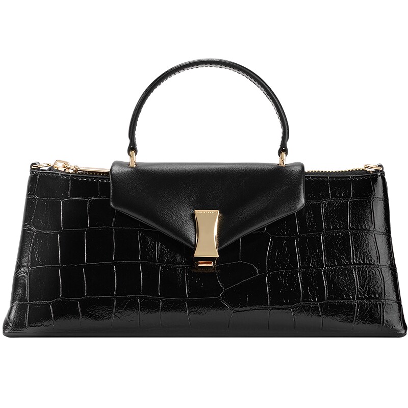 CHARLES＆KEITH26秋女包CK2-50271764-1简约鳄鱼纹手提斜挎小方包