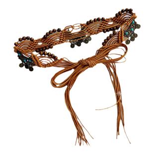 复古编织波西米亚麻绳腰带女流苏配裙子连衣裙腰绳手工民族风腰链