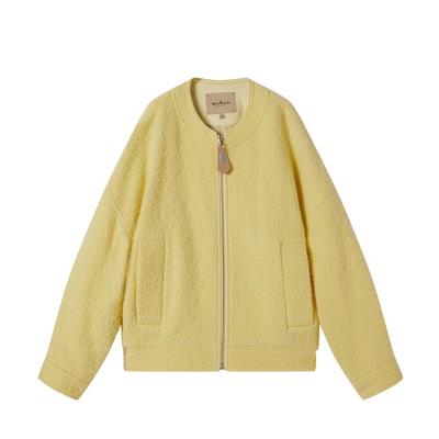 谜底短款大衣长袖2025冬季新品柔软舒适后幅拼接印花女254MD1651