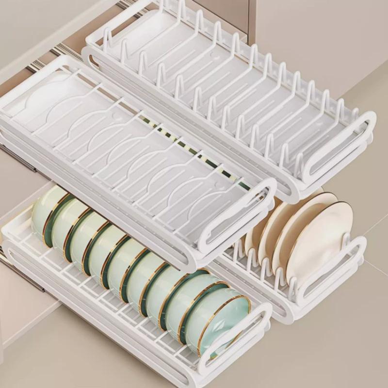 厨房碗碟收纳架橱柜内置物架抽屉式拉篮抽拉碗篮碗盘沥水碗架碗柜
