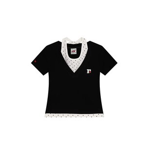 【F426官方店】『凉感冰皮』夏季新款波点挂脖假两件正肩短袖T恤