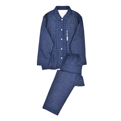 日式双层纱布全棉男女长袖家居服