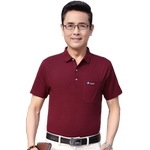 纯棉夏季爸爸装红色上衣服男宽松大码中年男士短袖t恤中老年男装
