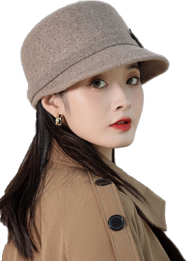 羊毛鸭舌帽女秋百搭时尚显脸小