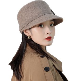 羊毛鸭舌帽女秋冬2025新款冬季保暖帽子冬款女百搭时尚显脸小洋气