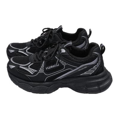 环球运动百搭黑色厚底老爹鞋男款