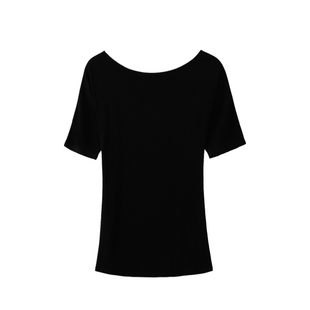 EAAH 韩国品牌 女装2026春夏一字领五分袖针织衫薄款修身显瘦上衣