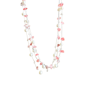 粉色珍珠项链女款多巴胺配礼服颈链配饰夸张度假风海岛海边锁骨链