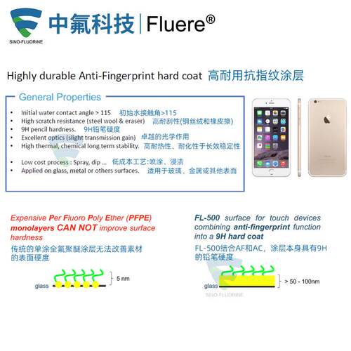 Fluere FL-500防污涂层精密钢网表面高耐用抗指纹涂层镀膜液