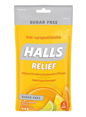 halls美国代购柠檬味180粒润喉糖