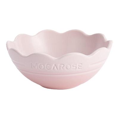 摩卡色炻瓷花边碗盘早餐三件套