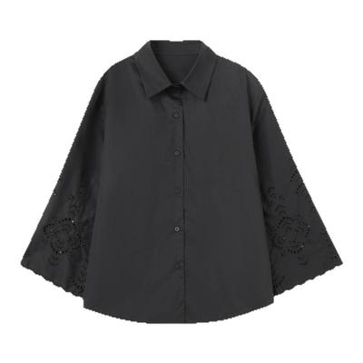 THESOONG砂洗黑色衬衫外套