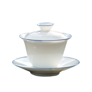 景德镇纯手工三才盖碗茶杯甜白单个薄胎陶瓷茶碗功夫茶具套装特价