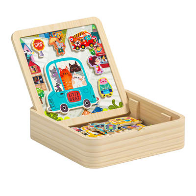 磁力拼图儿童磁性实木积木玩具