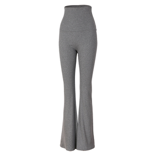 movingtime翻折腰瑜伽裤女微喇健身裤普拉提训练紧身显瘦运动长裤