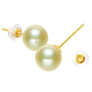 海蒂珠宝 海娅 7.5-8mm正圆强光Akoya海水珍珠耳钉G18K金正品礼品