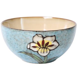 碗单个家用日式复古创意个性彩色手绘中号吃饭碗6寸面碗 陶瓷餐具