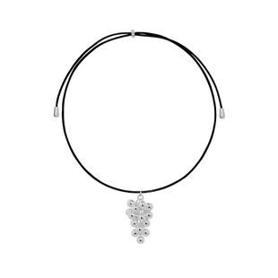 G/S 小众设计新款银色葡萄串项链高级感黑绳毛衣链秋冬长款配饰女