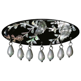 25SUMMER原创 疏影 新中式炫彩贝壳螺钿珍珠发夹边夹鸭嘴夹发夹女