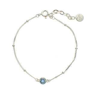 3月生辰石天然深邃海蓝宝纯银三合一草原创极简设计百搭幸运手链