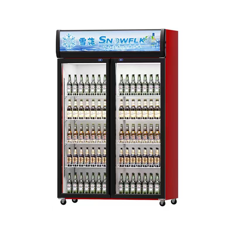 雪花商用透明冷藏饮料酒水展示柜超市立式玻璃冰箱保鲜啤酒冷藏柜