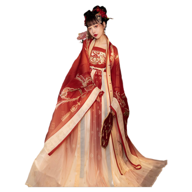 凤钗令原创诃子裙汉服女2025新款春季改良红色大袖衫仙气唐制古装