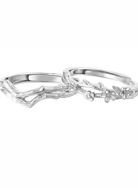 海棠925银戒指情侣对戒结婚男女款素圈巨好看的指环2026新款爆款