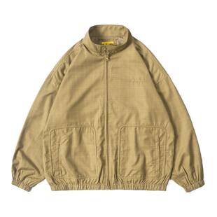 DAKYAM (达人) 哈灵顿暗格纹宽松休闲立领飞行员夹克外套男仿丝绸