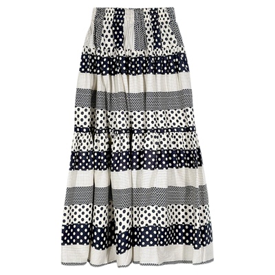 【寒菊】拼接设计撞色波点半身裙