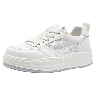 热风厚底小白鞋女2026年春季新款百搭休闲鞋网面透气板鞋增高女鞋