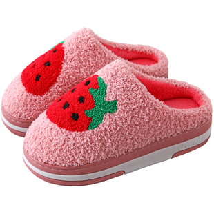 棉拖鞋女厚底高跟拖鞋冬季室内家用可爱毛绒月子韩版卧室保暖外穿