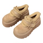 品牌真皮厚底加绒勃肯鞋女2025新款冬季保暖雪地靴一脚蹬乐福棉鞋