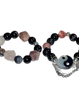 天然玛瑙情侣对戒五行贝壳手工制作简约款冷淡风流行戒指闺蜜饰品