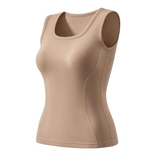 简云加绒保暖背心女方领可外穿发热内衣德绒无袖内搭打底上衣冬季