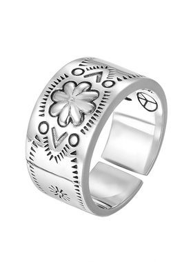 s925银潮男个性开口戒指