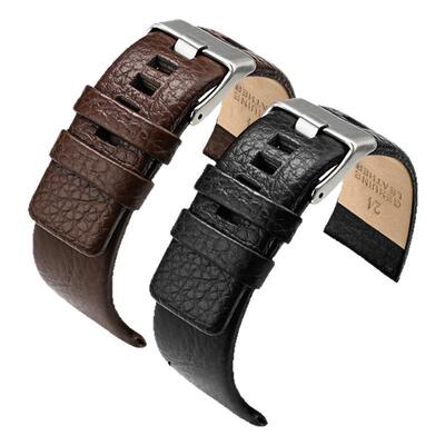 适用笛赛表带Disesel真皮柔软荔枝纹DZ7395/4831头层牛皮黑武士28