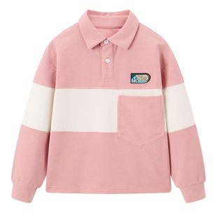 MINIPEACE太平鸟童装男童POLO衫儿童拼接长袖T恤大背图春装新款潮