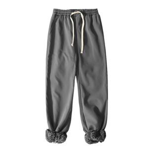 羊羔毛裤子男冬季超厚加绒港风大码休闲裤秋冬韩版潮流宽松直筒裤