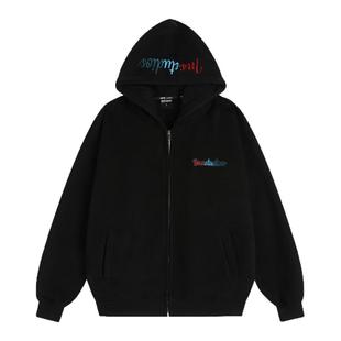 INSstudios 国潮美式「彩色刺绣LOGO连帽卫衣」宽松加绒开衫外套