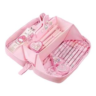 2026新款笔袋超大容量女孩款铅笔盒5层文具盒女生小学生初中生用网红高颜值送贴纸女孩版透明文具袋豪华套装