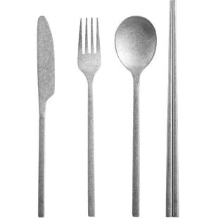 复古哑光磨砂304不锈钢西餐套装刀叉勺三件套牛排刀餐勺餐叉筷子