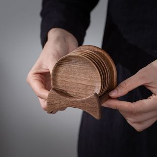 胡桃木创意茶杯垫家用茶道茶杯咖啡隔热垫套装 杯垫木质杯垫