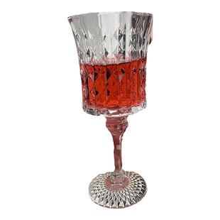 小众ins法式浮雕高脚杯 复古香槟杯高颜值家用女红酒杯玻璃水杯子