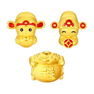 佐卡伊 小财神足金转运珠编织手绳招财黄金串珠手绳新款新年礼物