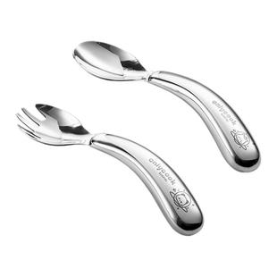 onlycook宝宝自主进食勺子316L不锈钢儿童学吃饭训练叉勺辅食餐具