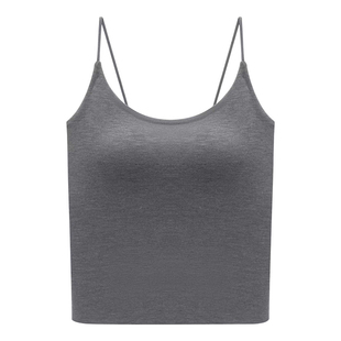 秋冬加绒磨毛保暖吊带背心女士2025新款柔软带胸垫打底内搭上衣